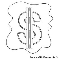 Dollar clip art gratuit – Économie à colorier