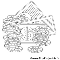 Dollars image gratuite – Économie à colorier