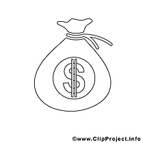 Sac argent clip art – Économie image à colorier