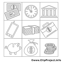 Travail clipart gratuit – Économie à colorier