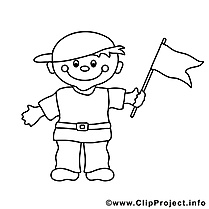 Drapeau garçon clipart gratuit – Enfants à colorier