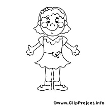 Fille clipart – Enfants dessins à colorier