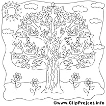 Arbre dessin à télécharger – Été à colorier