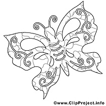 Coloriage papillon été illustration à télécharger