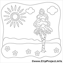 Coloriage soleil été illustration à télécharger