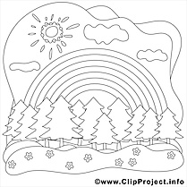 Forêt soleil dessin gratuit – Été à colorier