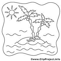 Île plames clipart – Été dessins à colorier