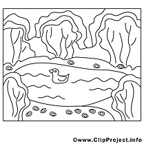 Lac canard clip art – Été image à colorier