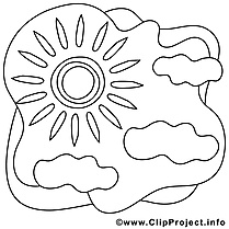 Nuages soleil image à télécharger – Été à colorier