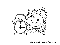 Réveil soleil clip art gratuit – Été à colorier