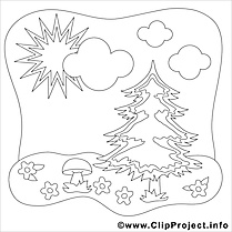 Sapin champignon clip art – Été image à colorier