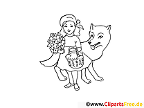 Chaperon rouge image – Coloriage conte illustration