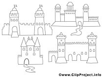Châteaux clip art gratuit – Conte à colorier