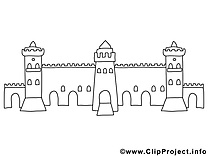 Clip art gratuit château – Conte à colorier