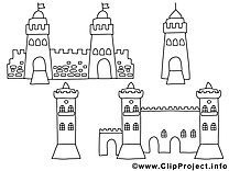 Coloriage château conte illustration à télécharger