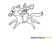 Princesse cheval clipart gratuit – Conte à colorier