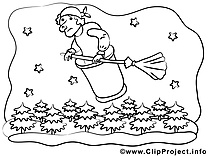 Vieille sorcière clip art – Conte image à colorier