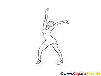 Clipart gratuit femme danse – Soirée à colorier