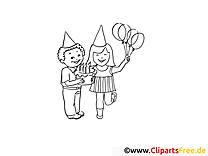 Enfants clip art gratuit – Soirée à colorier