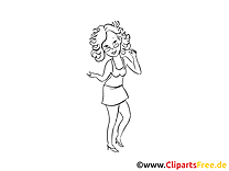 Femme danse dessin – Coloriage soirée à télécharger