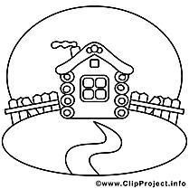 Chalet clip art – Campagne image à colorier