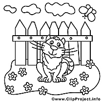 Chat illustration – Coloriage campagne cliparts