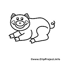 Cochon clip art gratuit – Campagne à colorier