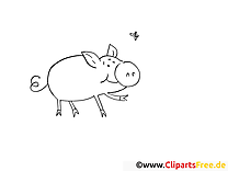 Dessins gratuits cochon – Campagne à colorier