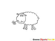 Mouton image gratuite – Campagne à colorier