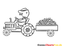 Tracteur dessin à télécharger – Campagne à colorier