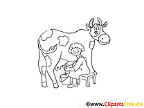 Vache illustration – Coloriage campagne cliparts