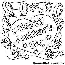 Coeur clip art – Fête des mères image à colorier