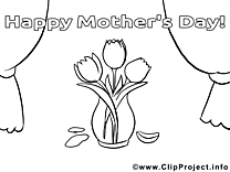 Tulipes dessin gratuit – Fête des mères à colorier