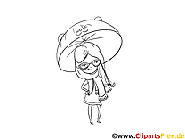 Chapeau chat images gratuites – Fille à colorier