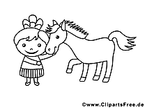 Cheval illustration – Fille à imprimer