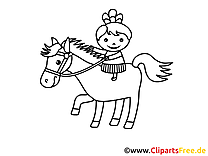 Écuyère clip art – Fille image à colorier