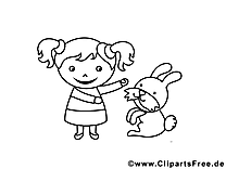 Lapin clip art gratuit – Fille à imprimer