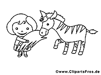 Zèbre clipart gratuit – Fille à colorier