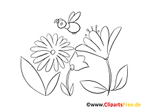 Abeille illustration – Coloriage fleurs cliparts