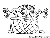 Panier illustration – Coloriage fleurs cliparts