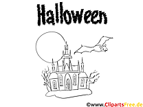 Château clipart gratuit – Halloween à colorier