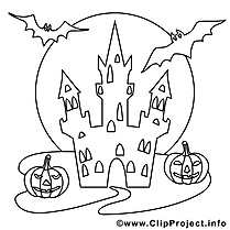 Château dessin gratuit – Halloween à colorier