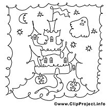 Château dessins gratuits – Halloween à colorier