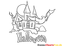 Château image gratuite – Halloween à colorier