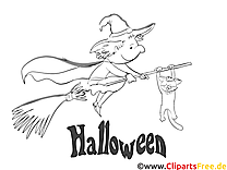 Coloriage sorcière halloween image à télécharger