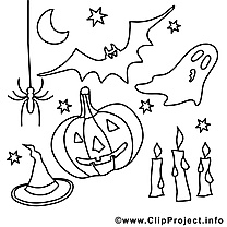 Décoration clipart gratuit – Halloween à colorier