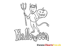 Diable clip art gratuit – Halloween à colorier