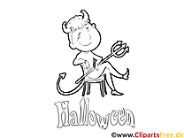 Diable clipart gratuit – Halloween à colorier