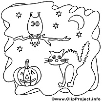 Hibou clip art gratuit – Halloween à colorier