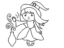 Petite sorcière clip art – Halloween image à colorier